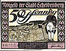 1921 AD., Germany, Weimar Republic, Scheibenberg (town), Notgeld, collector series issue, 50 Pfennig, Grabowski/Mehl 1175.1a-1/6. 193958 Obverse