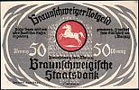 1921 AD., Germany, Weimar Republic, Free State of Brunswick, Braunschweigische Staatsbank, Notgeld, collector series issue, 50 Pfennig, Grabowski/Mehl 155.1g. Obverse