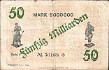 1923 AD., Germany, Weimar Republic, Siegen (district and town), Notgeld, currency issue, 50.000.000.000 Mark, Keller 4778h.3.2. 56168 Reverse