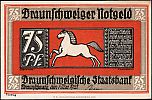 1921 AD., Germany, Weimar Republic, Free State of Brunswick, Braunschweigische Staatsbank, Notgeld, collector series issue, 75 Pfennig, Grabowski/Mehl 155.3i. Obverse 