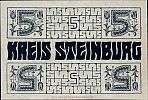 1918 AD., Germany, Weimar Republic, Steinburg (district), Notgeld, currency issue, 5 Mark, Geiger 508.03b. 05198 Reverse 