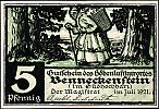 1921 AD., Germany, Weimar Republic, Benneckenstein (city), Notgeld, collector series issue, 5 Pfennig, Grabowski/Mehl 73.1-1/5. Obverse 