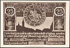 1921 AD., Germany, Weimar Republic, BÃ¼rgel (city), Notgeld, collector series issue, 25 Pfennig, Grabowski/Mehl 201.1a-2/6. 00821 Obverse 