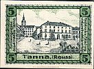 1920 AD., Germany, Weimar Republic, Tanna (town), Notgeld, currency issue, 5 Pfennig, Grabowski T3.6a. Reverse 