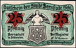 1920 AD., Germany, Weimar Republic, Bernstadt in Schlesien (city), Notgeld, currency issue, 25 Pfennig, Grabowski B36.1b. Obverse 