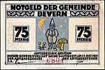 1921 AD., Germany, Weimar Republic, Bevern (municipality), Notgeld, collector series issue, 75 Pfennig, Grabowski/Mehl 97.1a-6/6. 0801 Obverse 
