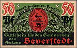1922 AD., Germany, Weimar Republic, Beverstedt (municipality), Notgeld, collector series issue, 50 Pfennig, Grabowski/Mehl 98.1-2/3. 58786 Reverse 