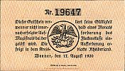 1920 AD., Germany, Weimar Republic, Weener an der Ems (municipality), Notgeld, currency issue, 10 Pfennig, Grabowski W15.1.Ia. 19647 Reverse 