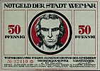 1921 AD., Germany, Weimar Republic, Weimar (town), Notgeld, collector series issue, 50 Pfennig, Grabowski/Mehl 1398.5b-1/6. 32419 Obverse 