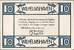 1920 AD., Germany, Weimar Republic, Wilhelmshaven (town), Notgeld, currency issue, 10 Pfennig, Grabowski W44.1a. Obverse 
