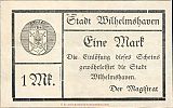 1918 AD., Germany, 2nd Empire - Weimar Republic, Wilhelmshaven (town), Notgeld, currency issue, 1 Mark, Tieste 10.01. Obverse 