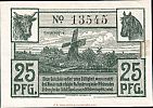 1920 AD., Germany, Weimar Republic, Wilster (town), Notgeld, currency issue, 25 Pfennig, Grabowski W46.5a. 13545 Reverse 