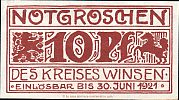 1921 AD., Germany, Weimar Republic, Winsen (district), Notgeld, collector series issue, 10 Pfennig, Grabowski/Mehl 1434.1a-1/2. Obverse 