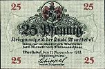 1918 AD., Germany, Weimar Republic, Wunsiedel (town), Notgeld, currency issue, 25 Pfennig, Grabowski W66.3b. 76828 Obverse 