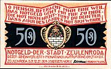 1921 AD., Germany, Weimar Republic, Zeulenroda (town), Notgeld, collector series issue, 50 Pfennig, Grabowski/Mehl 1470.2-1/10. Obverse 