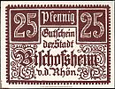 1921 AD., Germany, Weimar Republic, Bischofsheim vor der RhÃ¶n (city), Notgeld, collector series issue, 25 Pfennig, Grabowski/Mehl 107.1-2/2. Obverse 