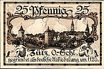 1921 AD., Germany, Weimar Republic, Zülz (town), Notgeld, collector series issue, 25 Pfennig, Grabowski/Mehl 1477.1a-2/3. 022406 Reverse 