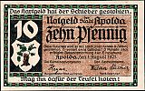1921 AD., Germany, Weimar Republic, Apolda (city), Notgeld, collector series issue, 10 Pfennig, Grabowski/Mehl 36.1-2/2. Obverse 