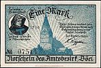 1920 AD., Germany, Weimar Republic, BÃ¶el (district), Notgeld, collector series issue, 1 Mark, Grabowski/Mehl 132.1a-3/3. 07514 Obverse 