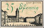 1921 AD., Germany, Weimar Republic, Bremen (city), Notgeld, collector series issue, 25 Pfennig, Grabowski/Mehl 169.1-1/3C. 12558 Reverse 