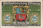 1922 AD., Germany, Weimar Republic, BrunsbÃ¼ttelkoog (Verein fÃ¼r Handel, Gewerbe und Industrie), Notgeld, collector series issue, 25 Pfennig, Grabowski/Mehl 194.1-1/4. 17078 Obverse 