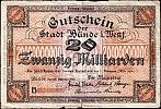 1923 AD., Germany, Weimar Republic, BÃ¼nde (city), Notgeld, currency issue, 20 000 000 000 Mark, Keller 658h.2.2. 3725 Obverse 