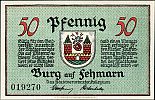 1921 AD., Germany, Weimar Republic, Burg auf Fehmarn (city), collector series issue, 50 Pfennig, Grabowski/Mehl 207.1-2/3. 019270 Obverse 