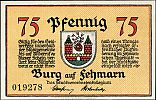 1921 AD., Germany, Weimar Republic, Burg auf Fehmarn (city), collector series issue, 75 Pfennig, Grabowski/Mehl 207.1-3/3. 019278 Obverse 