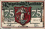 1921 AD., Germany, Weimar Republic, ButtstÃ¤dt (city), Notgeld, collector series issue, 75 Pfennig, Grabowski/Mehl 211.1a-6/6. 6817 Obverse 