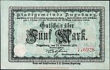 1918 AD., Germany, 2nd Empire, Augsburg (city), Notgeld, currency issue, 5 Mark, Geiger 025.05. 776928 Obverse 
