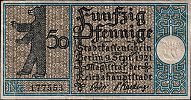 1921 AD., Germany, Weimar Republic, Berlin (city), Notgeld, collector series issue, Bezirke series, Bezirk 6 Kreuzberg, 50 Pfennig, Grabowski/Mehl 92.1-6/20. 177553 Obverse 