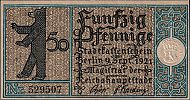 1921 AD., Germany, Weimar Republic, Berlin (city), Notgeld, collector series issue, Bezirke series, Bezirk 10 Zehlendorf, 50 Pfennig, Grabowski/Mehl 92.1-10/20. 529507 Obverse 