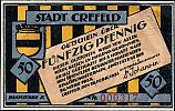 1921 AD., Germany, Weimar Republic, Crefeld (city), Notgeld, collector series issue, 50 Pfennig, Grabowski/Mehl 246.1a-2/2. J 000317 Obverse 