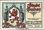1921 AD., Germany, Weimar Republic, Daber (city), Notgeld, collector series issue, 25 Pfennig, Grabowski/Mehl 250.1-2/3. Obverse 