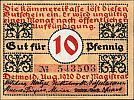1920 AD., Germany, Weimar Republic, Detmold (city), Notgeld, collector series issue, 10 Pfennig, Grabowski/Mehl 268.2a. 543503 Obverse 