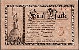 1918 AD., Germany, Weimar Republic, Lippe state, FÃ¼rstlich Lippische Regierung in Detmold, Notgeld, currency issue, 5 Mark, Geiger 324.02a. 42702 Obverse 