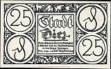1920 AD., Germany, Weimar Republic, Diez (city), Notgeld, currency issue, 25 Pfennig, Grabowski D15.6b. Obverse 