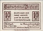 1921 AD., Germany, Weimar Republic, Ditfurt (municipality), Notgeld, collector series issue, 10 Pfennig, Grabowski/Mehl 275.1-1/4. Obverse 