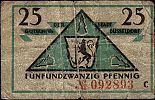 1919 AD., Germany, Weimar Republic, Düsseldorf (city), Notgeld, currency issue, 25 Pfennig, Grabowski D35.5. 092893 Reverse 