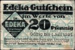 1921 AD., Germany, Weimar Republic, Berlin (Edeka warehouses), Notgeld, currency issue, 20 Pfennig, Tieste 0460.075.03. Obverse 