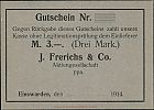 1914 AD., Germany, 2nd Empire, Einswarden ( J. Frerichs & Co), Notgeld, currency issue, 3 Mark, Tieste 05.03. Obverse 