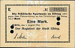 1914 AD., Germany, 2nd Empire, Elbing (city), Notgeld, currency issue, 1 Mark, Tieste 05.01 B. 26426 Obverse