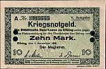 1918 AD., Germany, 2nd Empire, Elbing (city), Notgeld, currency issue, 10 Mark, Geiger 126.15b. 015445 Obverse