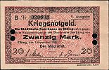 1918 AD., Germany, 2nd Empire, Elbing (city), Notgeld, currency issue, 20 Mark, Geiger 126.16b. 020603 Obverse