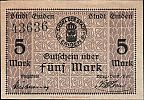 1919 AD., Germany, Weimar Republic, Emden (city), Notgeld, currency issue, 5 Mark, Geiger 131.02b. 43636 Obverse