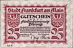 1919 AD., Germany, Weimar Republic, Frankfurt am Main (city), Notgeld, currency issue, 25 Pfennig, Grabowski F16.5a.1. Obverse
