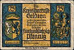 1922 AD., Germany, Weimar Republic, Geldern (Kreiskommunalkasse), Notgeld, collector series issue, 75 Pfennig, Grabowski/Mehl 414.1a-3/5. 010425 Obverse