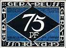 1921 AD., Germany, Weimar Republic, Gera (town), Notgeld, collector series issue, 75 Pfennig, Grabowski/Mehl 420.3-3/4. A 17935 Obverse 