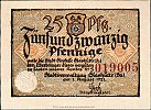 1921 AD., Germany, Weimar Republic, GlashÃ¼tte (town), Notgeld, collector series issue, 25 Pfennig, Grabowski/Mehl 430.1-4/18. 019005 Obverse 