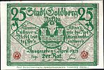 1921 AD., Germany, Weimar Republic, Goldberg (Mecklenburg, town), Notgeld, currency issue, 25 Pfennig, Grabowski G27.3a. 009796 Obverse